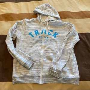 Mens XL Track Seven 7 Sacramento Brewing Sweatshirt White Heather Full Zip